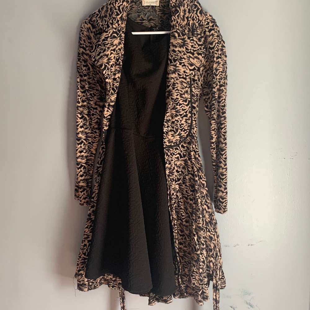 Black rose dress with flower outer coat